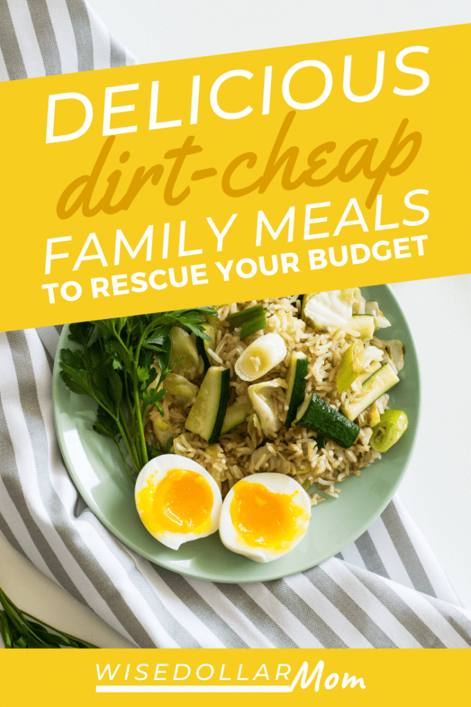 Got more month left and your grocery budget is already shrinking? Whip up one of these dirt cheap meals for a family to rescue your budget! Try these quick cheap family meals to make your food dollar stretch. Click through to get inspired!